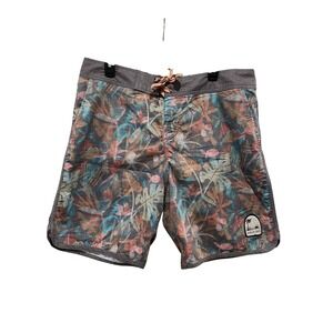 Howler Brothers Mens Bruja Swim Trunks Board Shorts Size 36 Tropical Leaf‎ Print